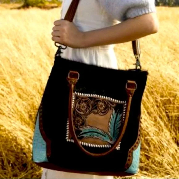 MYRA-HAND TOOLED LEATHER HAIR ON HANDBAG - Picture 9 of 9